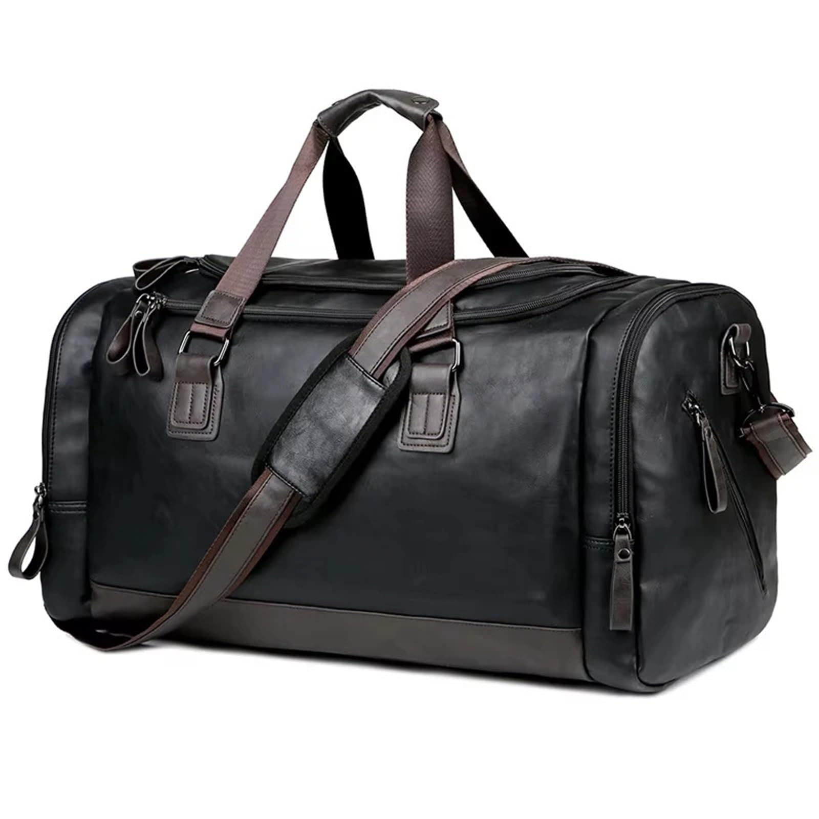 Große Leder-Sporttasche PU-Leder Reisetasche Gepäck Weekender Overnight Tote for Männer Frauen Gym Sport Crossbody Handgepäck wasserdichte Handtasche für Männer Trainingsbag