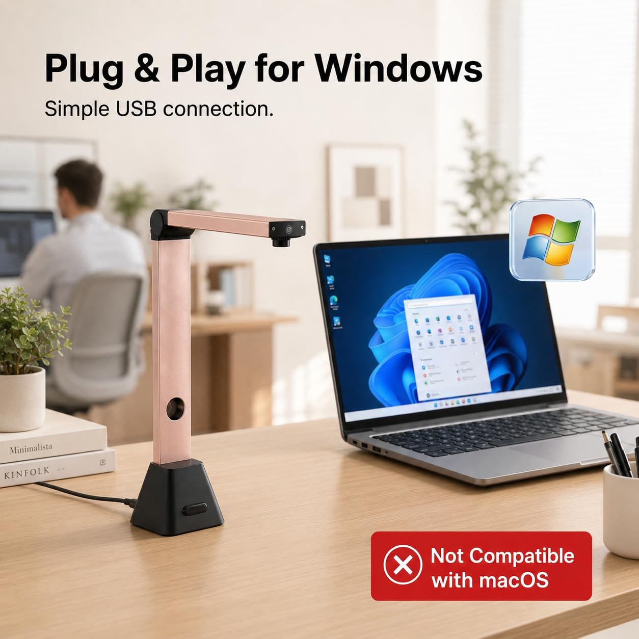 Escáner de Documentos A3: Cámara USB de 18MP con OCR Recorte Automático Luz LED Ajustable PDF Word Excel para Oficina Facturas Contratos Clases y Archivo Doméstico Diario Actual