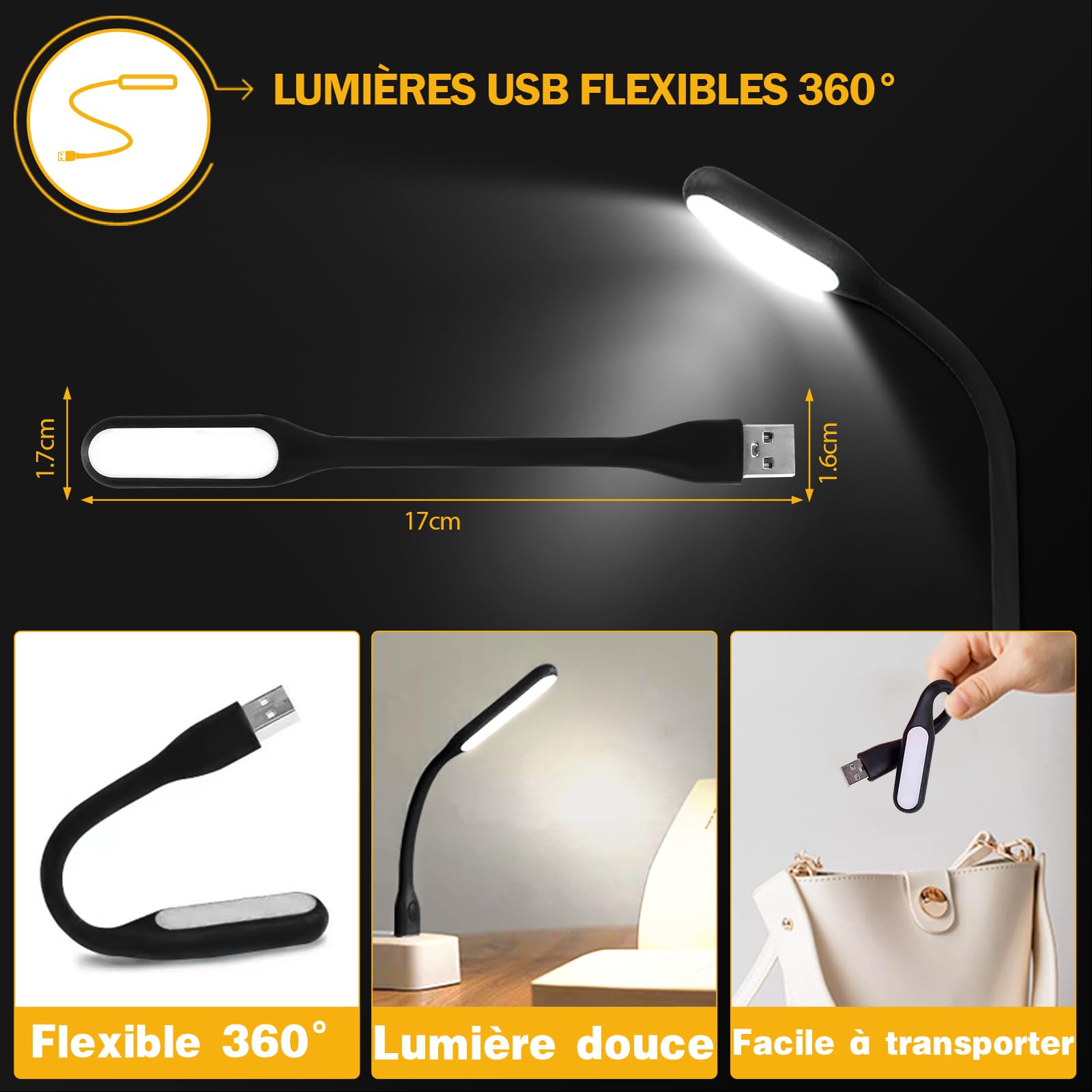 Lampe Torche LED Ultra Puissante, 1000000 Lumens Lampe De Poche, Lampe Torches Rechargeable USB, Lampe De Poche LED Ultra Puissante, Lampe Torche Tactique Longue PortéeIPX6 Étanche Pour Camping