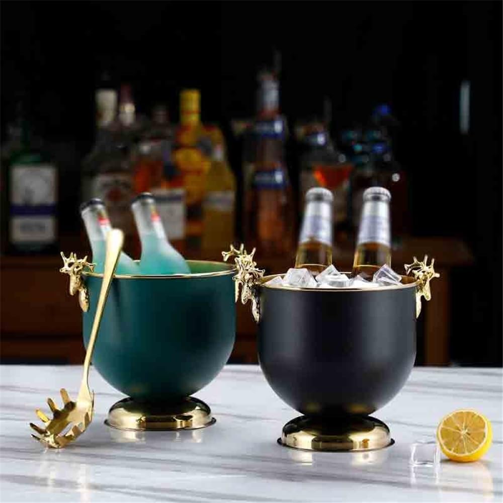 Cubo de champán Cubo de pellets de Hielo for Barra, Cubo for Hielo, Cubo for champán, Cubo for Enfriar Bebidas, Cubo for Hielo de Acero Inoxidable Enfriador de Cerveza, Bebidas y Vino(Green)