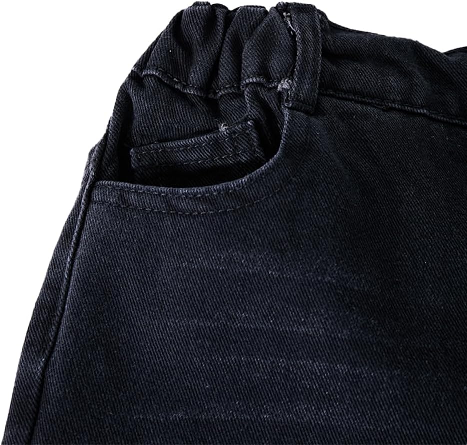 Nivne Tco Tween Boys Jeans Vintage Basic Black Loose Fit Zipper Fly Straight Leg Denim Pants with Four Pockets - Image 3