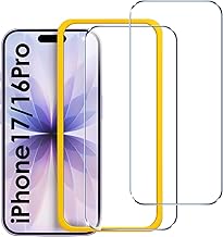 ivoler Screen Protector for iPhone 17/iPhone 16 Pro, with Alignment Frame Tool, Tempered Glass Protection Film - without Air Bubbles -Ultra Resistant Hardness 9H 6.3-Inch, 2 Pack