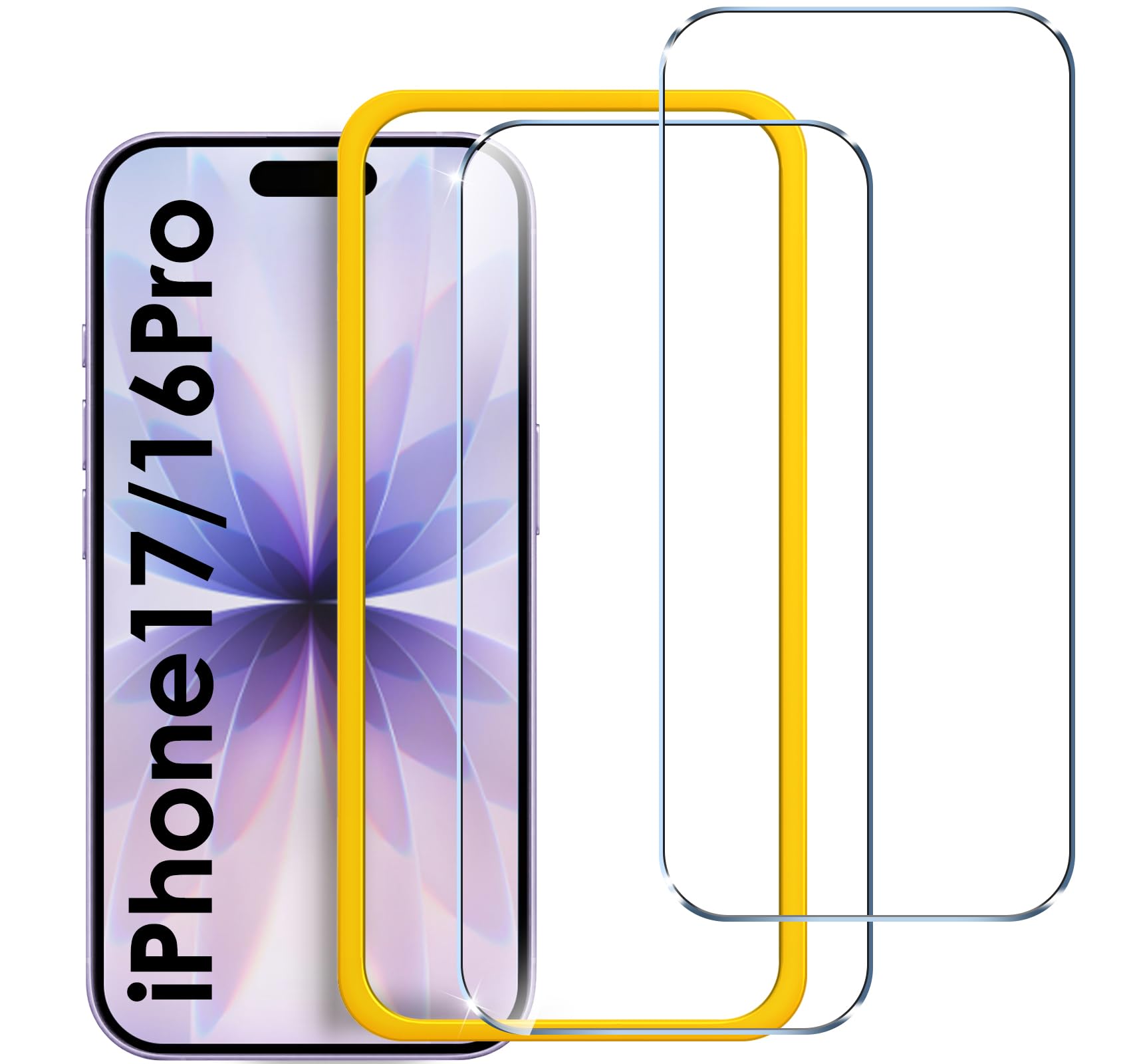 iVoler 2 Pezzi Pellicola Vetro Temperato per iPhone 17/ iPhone 16 PRO 6.3 Pollici, con Strumenti di Installazione, Pellicola Prottetiva Anti Graffio, Durezza 9H, HD Trasparente, Senza Bolle