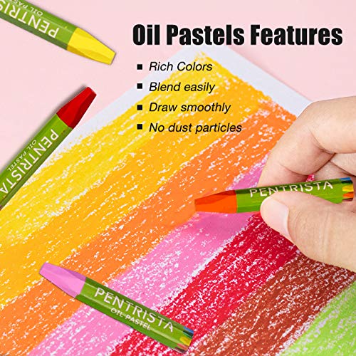 Pentrista Washable Oil Pastels For Kids,48 Assorted Colors + 1 Sharpener And 1 Pastel Holder，Non-Toxic Soft Oil Pastel Crayons For Artist And Students Smooth Painting And Drawing #TOP3