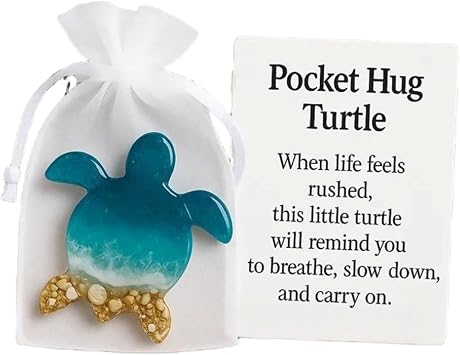 Pocket Hug Sea Turtle,Handmade Shell Pocket Hug,Pocket Hug Gift for Women,Friendship Gifts Keepsake Gifts Token for Friends,Hug in a Pocket Soothing Shells Ocean and Sand DesignSea Turtle