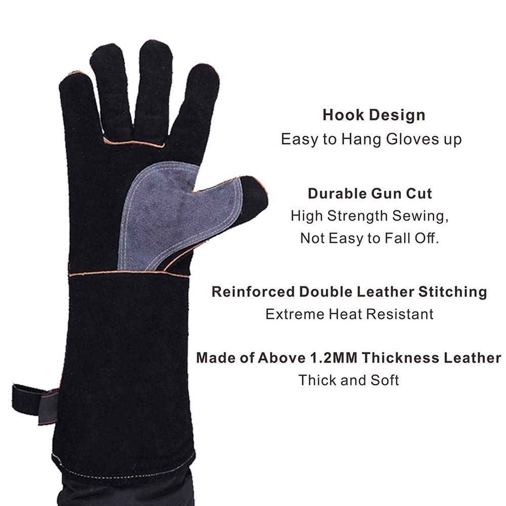 Guanti Anti-calore Lunghi In Pelle - Resistenti Fino A 500°C Per BBQ, Forno, Camino - Foto 2
