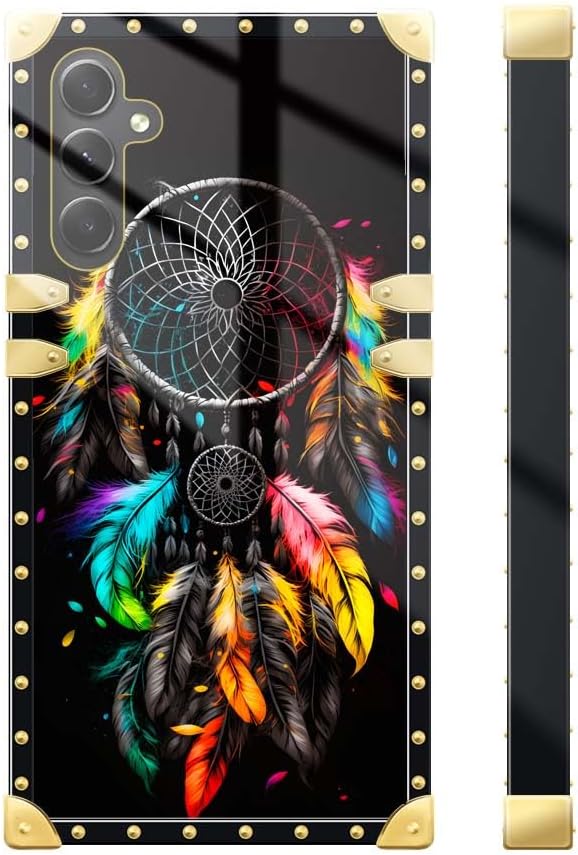DAIZAG Case Compatible with Samsung Galaxy A15,Phone Case for Girl Women Golden Soft Shockproof Cover,Classic Feather Dream Catcher image 2