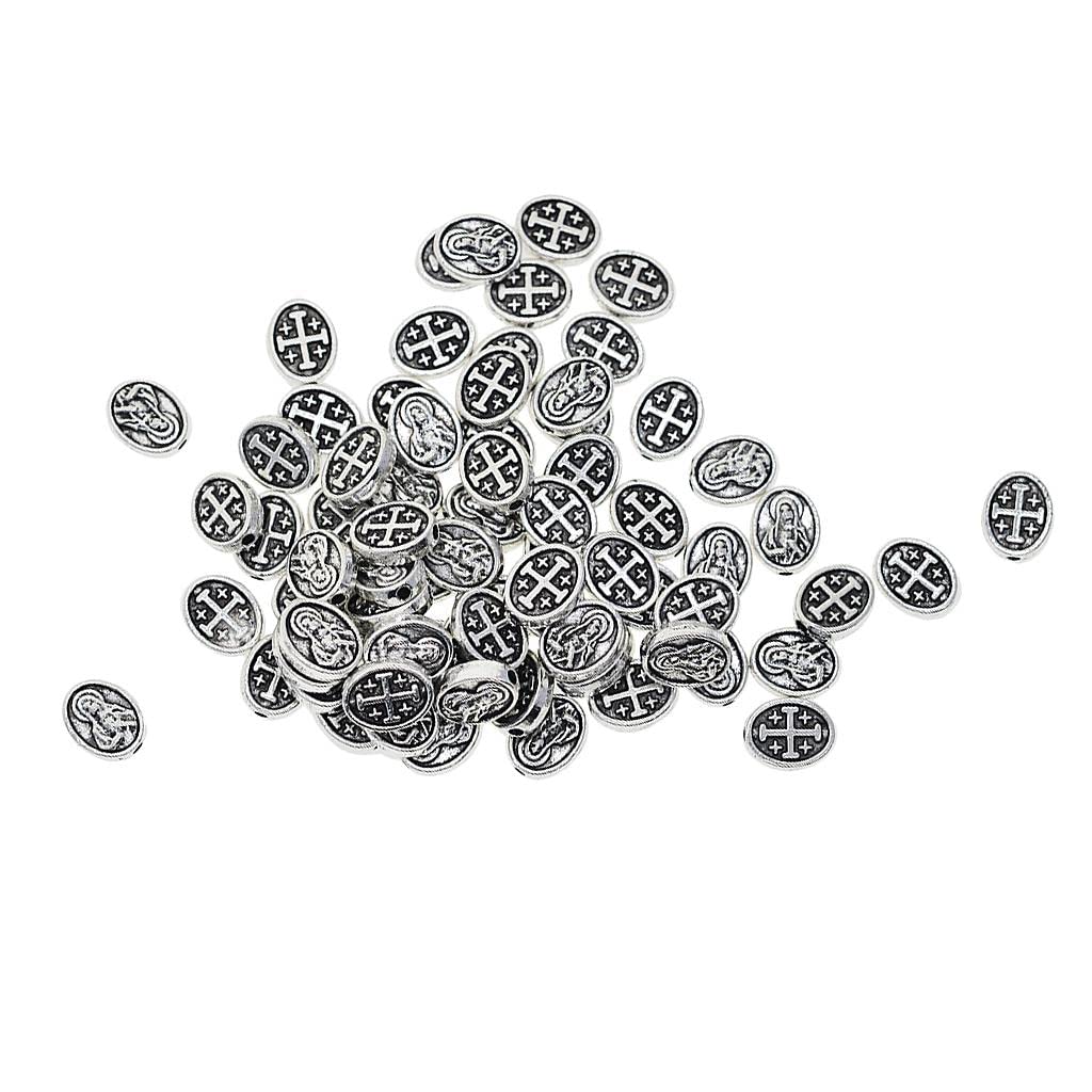 50 Piece Tibetan Silver Alloy MaryOval Loose Spacer Beads Jewelry Making Charms for DIY Necklace Bracelet Jewelry|Beads & Charms|Boys-image-11
