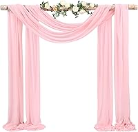 Vista 290 de Tela para envolver arco de boda, 4 paneles de 28 x 20 pies, cortinas de arco de boda rosa para ceremonia, cortinas de tela de gasa para cenador