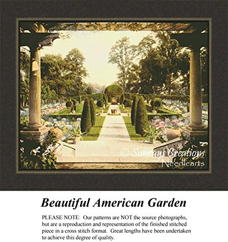 Beautiful American Garden, Landscape Counted Cross Stitch Pattern (Pattern Only, You Provide the Floss and Fabric)