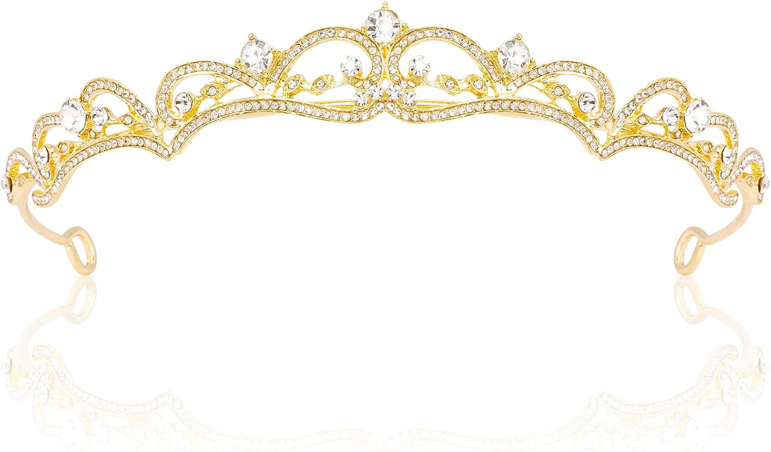 Gold Tiaras and Crowns for Women, Rhinestone Princess Crowns for Women Girls, Small Gold Tiara Crown Headband for Women Halloween Costume Party Prom Bride Birthday