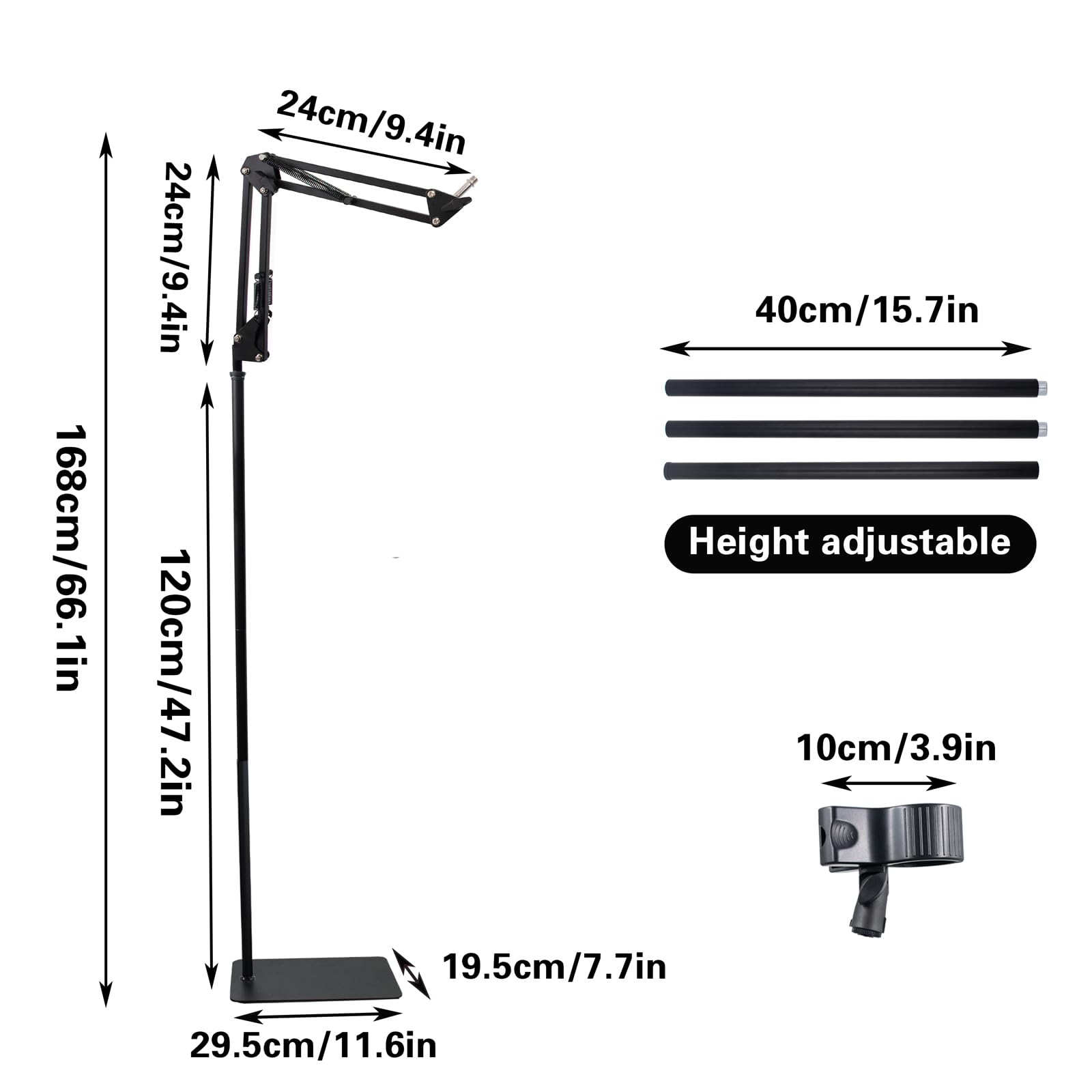 Porte-sèche-Cheveux sur Pied avec Base Lourde Réglable en Hauteur (1,75 m) et en Angle pour Salon à Domicile & Soins pour Chiens/Chats