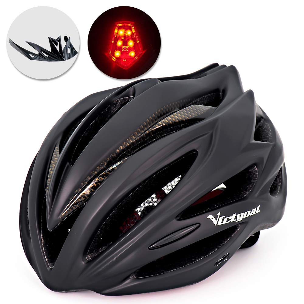 VICTGOAL Bicycle Helmet with Detachable Visor Back Light & Insect Net