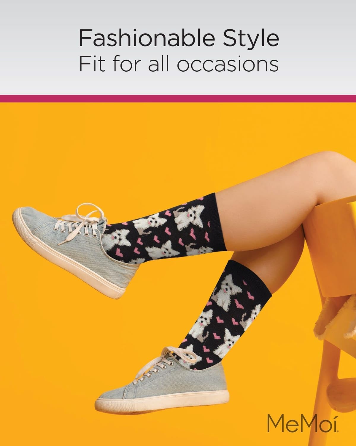 MeMoi Puppy Love Rayan Blend Crew Socks - Image 2