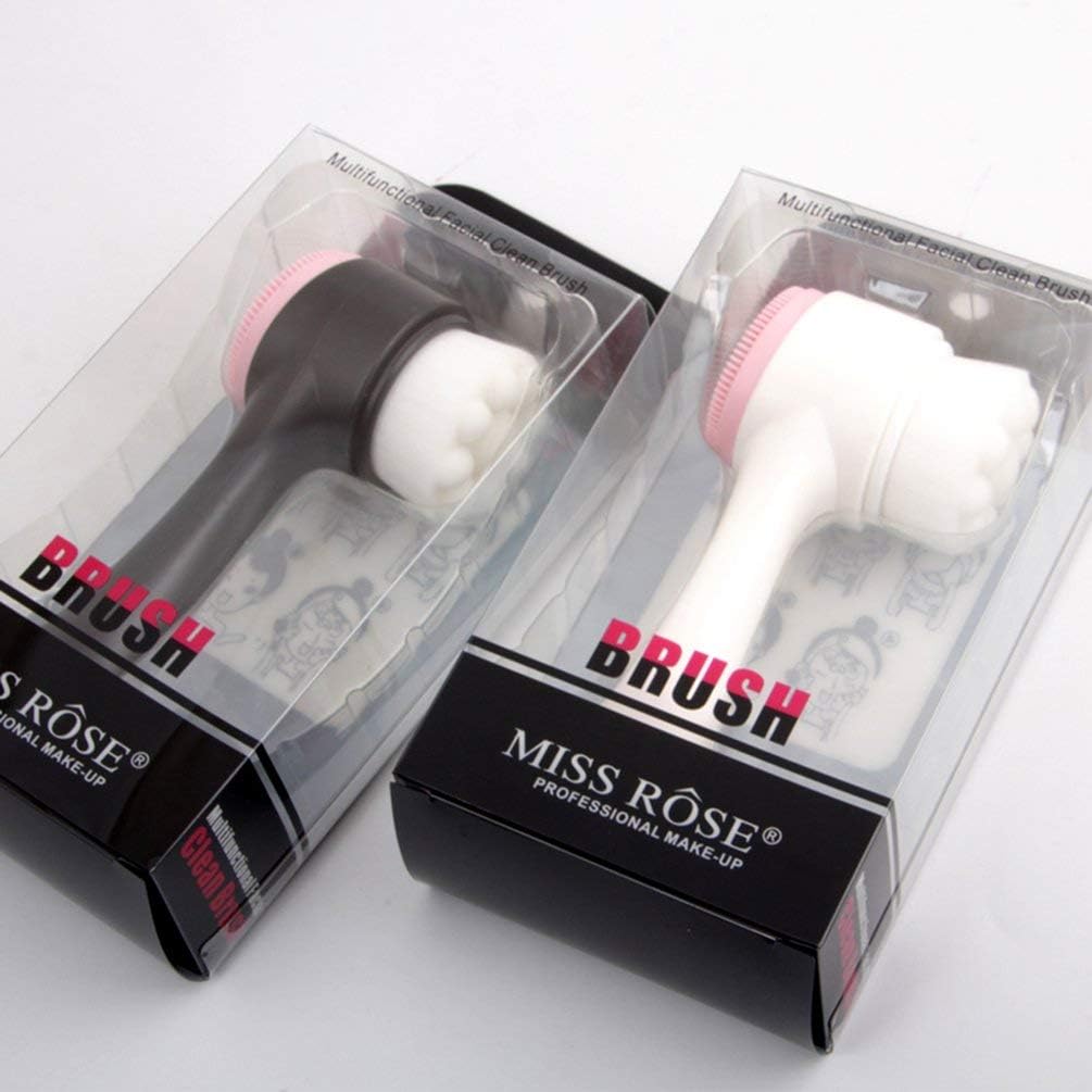 Double Sides Silicone Facial Cleansing Brush 3D Face Cleaning Massage Tool (White)