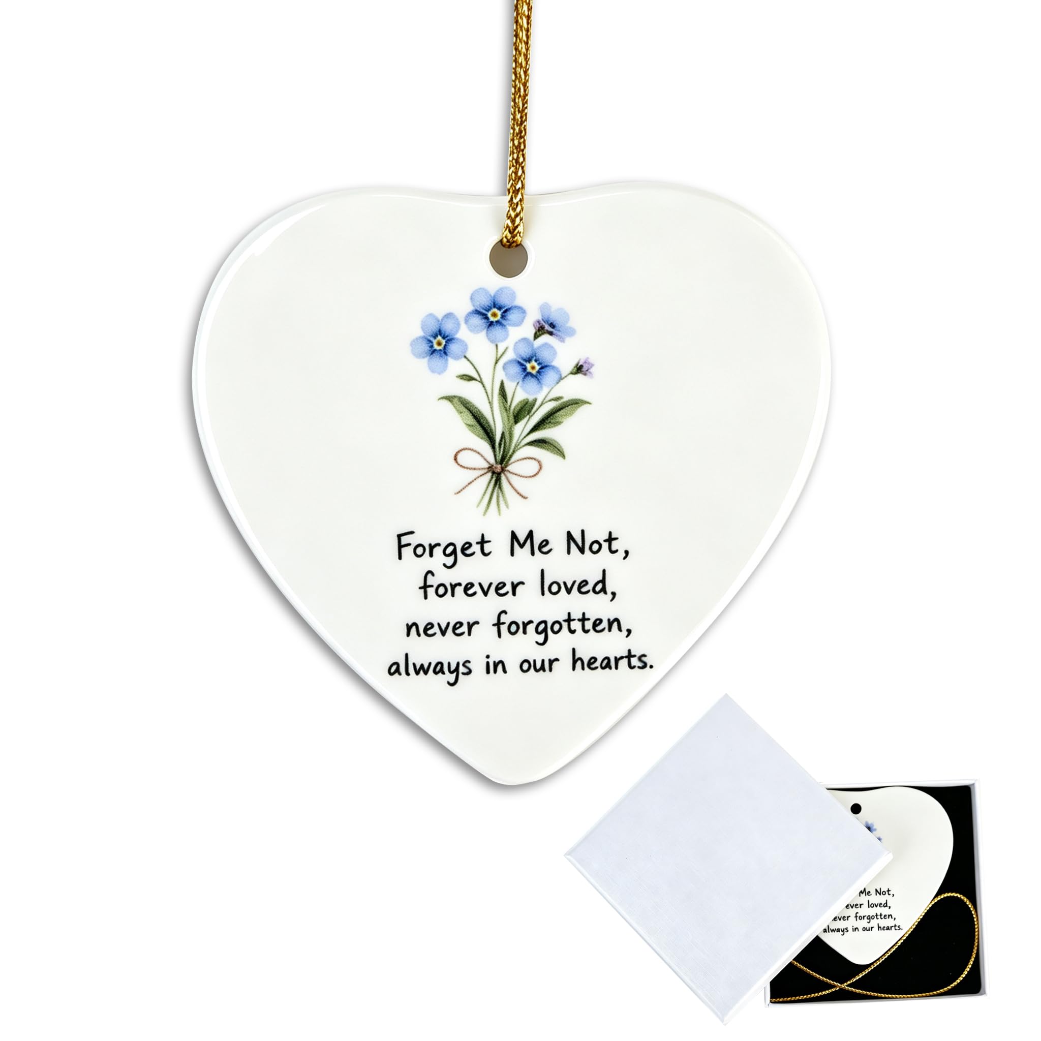 Mitibet 1 Pack, Forget Me Not Sympathy Gift, Memorial Ceramic Heart Plaque