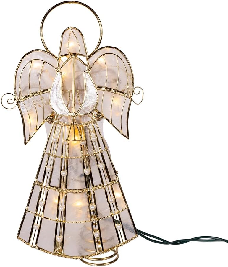 Kurt Adler 10 Lights LED Capiz Wire Angel Treetop