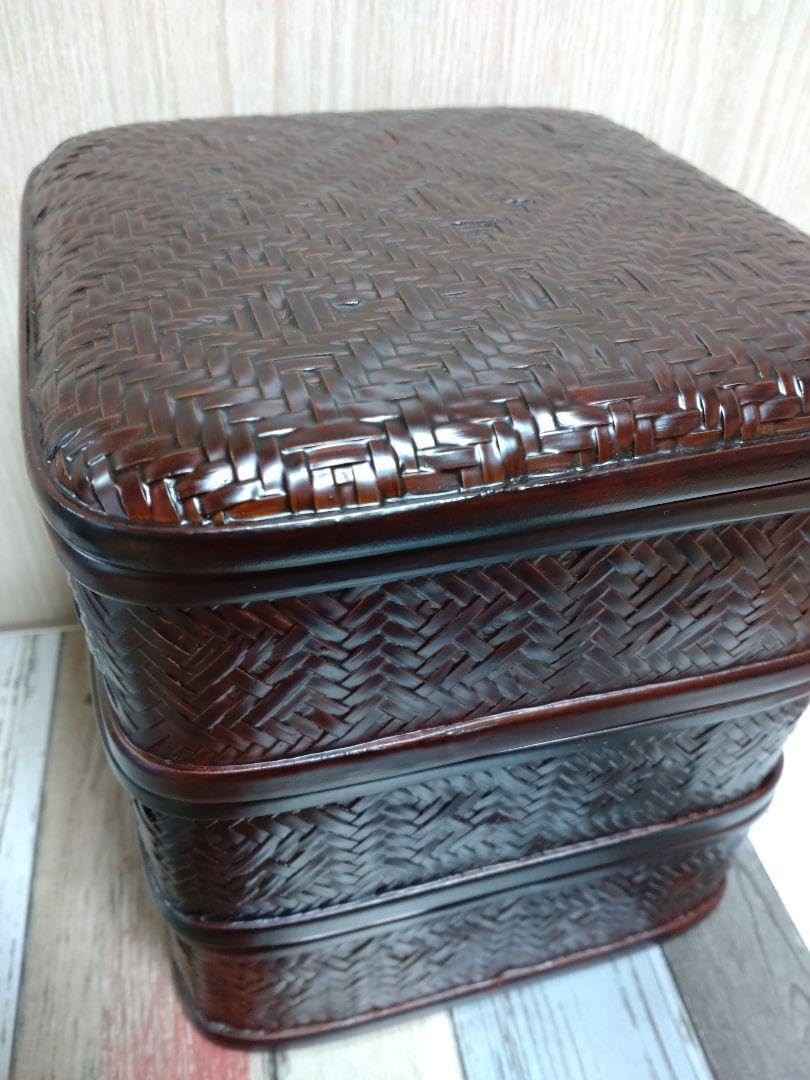 茶道具 重箱 茶道具 古物品 大徳寺重 柿合 かぶせ蓋 紙箱入 重箱