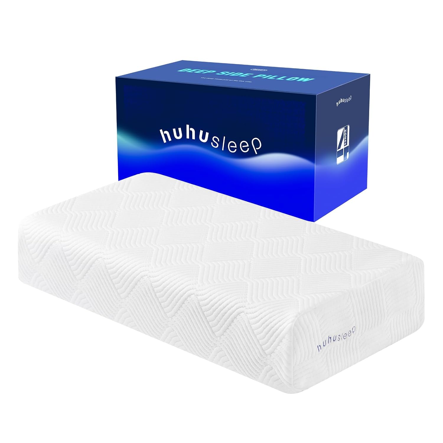Huhu Sleep Cube Pillow for Side Sleeper with Firm Layer Cooling Memory Foam Pillows with Two Side Four
