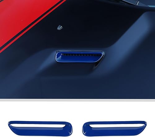 JWWY para Challenger - Cubierta de salida de aire del aire acondicionado del capó para accesorios Dodge Challenger 2009-2014, ABS Azul（Frostbite） 2