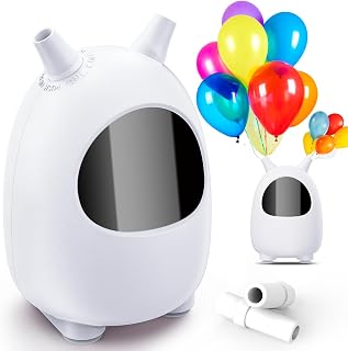 Electric Balloon Pump, Portable Dual Nozzle Electric Balloon Blower Pump, Electric Balloon Inflator for Decoration, Party Wedding Graduation (110V 600W) (White)