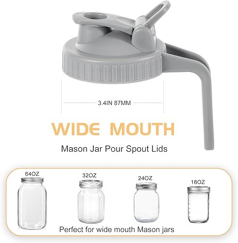 Miniatura 2 de Mason Jar Tapa abatible con asa, sello hermético y a prueba de fugas, boca ancha, paquete de 5