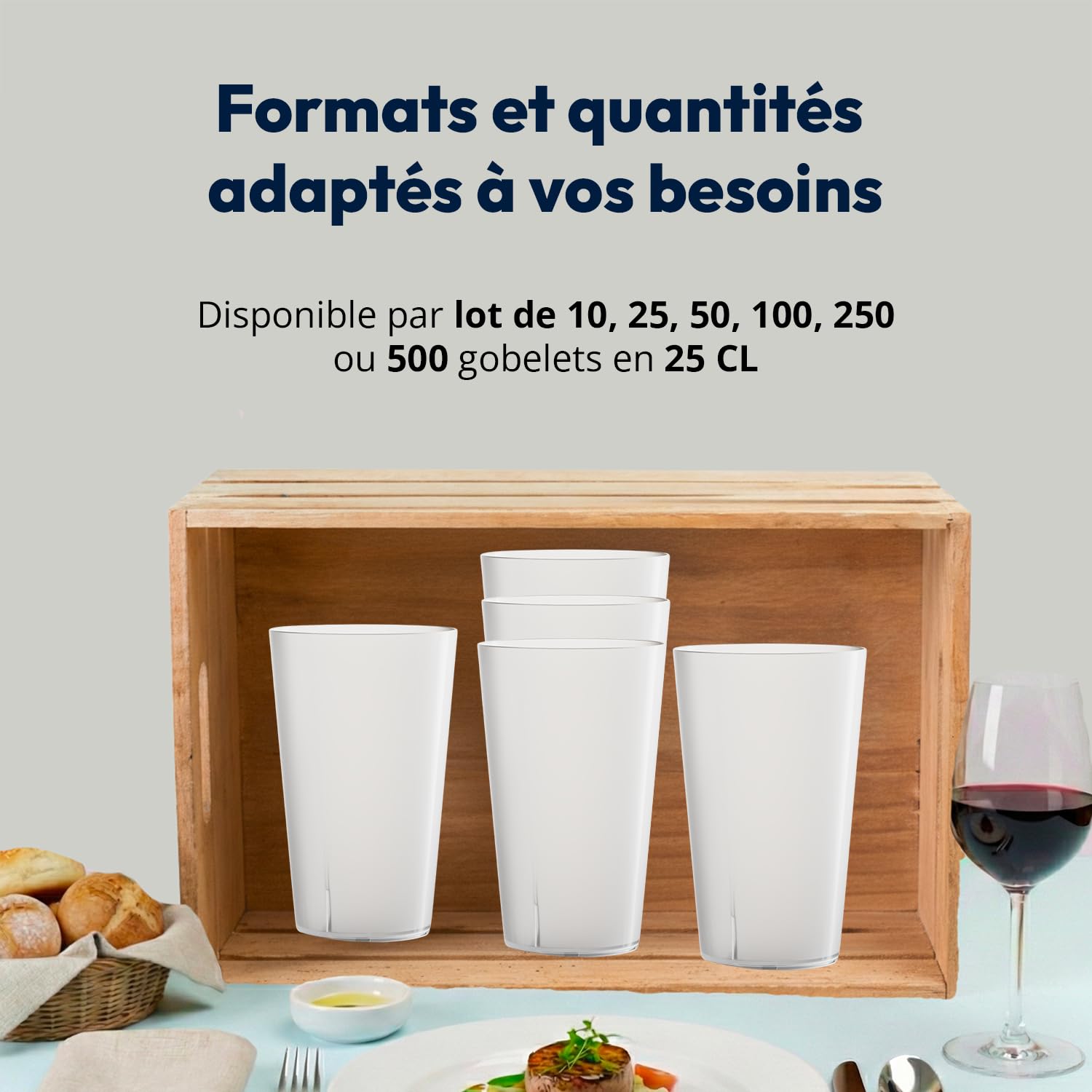 Wobz - Gobelet Plastique Transparent - 25 cl - Fabriqué En France - Polypropylène - Pack de 100