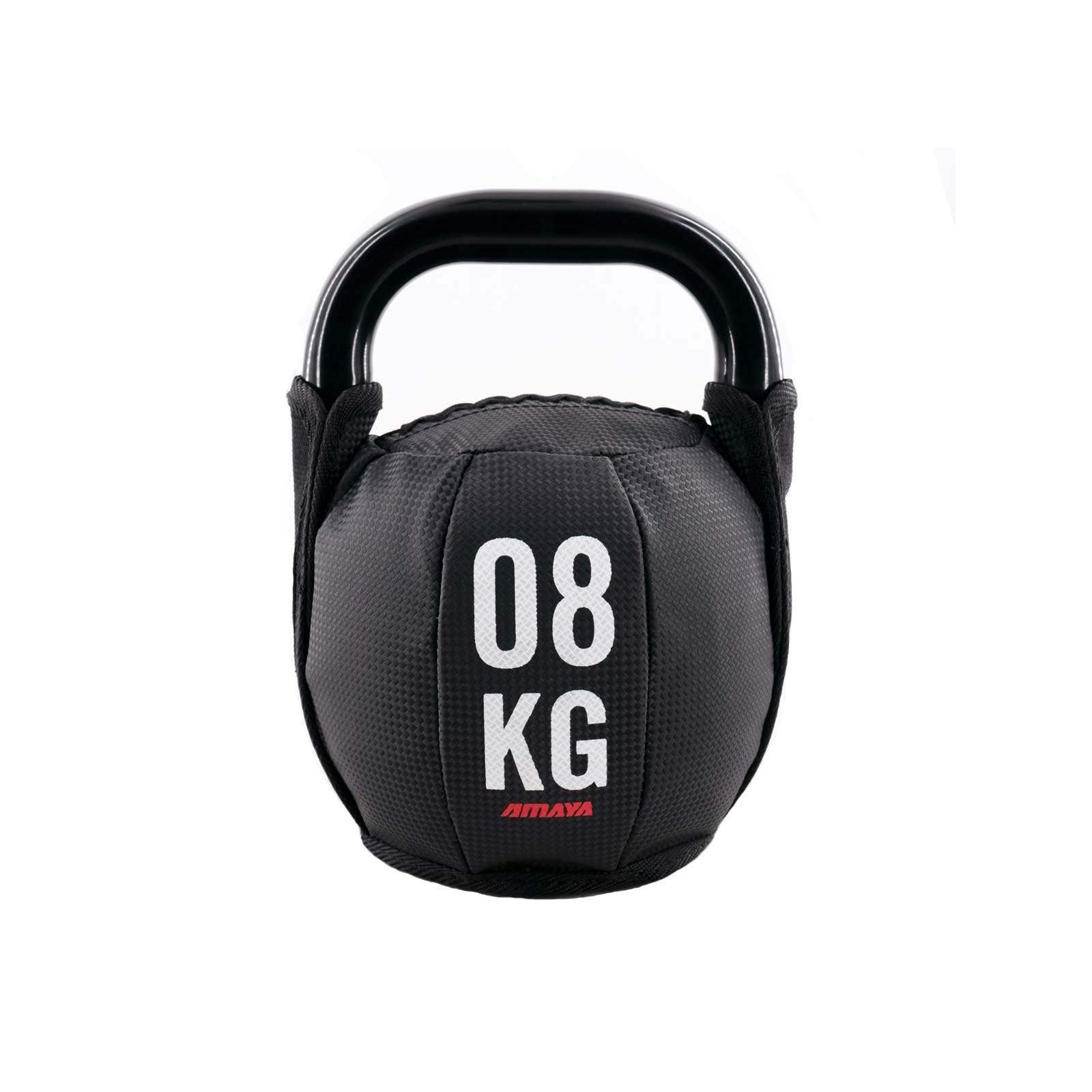 AMAYA SPORT Kettlebell Konkurs Soft - 8 kg, chromowana stalowa rączka, wypełniona nylonem i stalą, Rosyjska waga, Power Bag, Trening siłowy, ćwiczenia podnoszenia ciężarów,