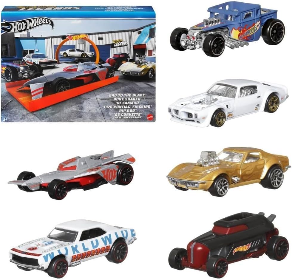 Hot Wheels 2024 Legends 6-Pack: 1970 Pontiac Firebird, Bone Shaker, Rip Rod & More 1:64 Die-Cast HWV46