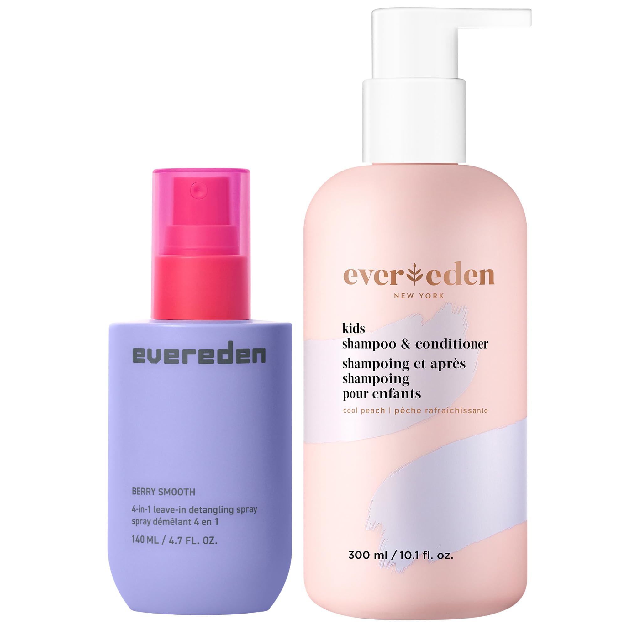 Evereden Kids Detangling Spray & Kids Shampoo 2-in-1, Dermatologist-Tested