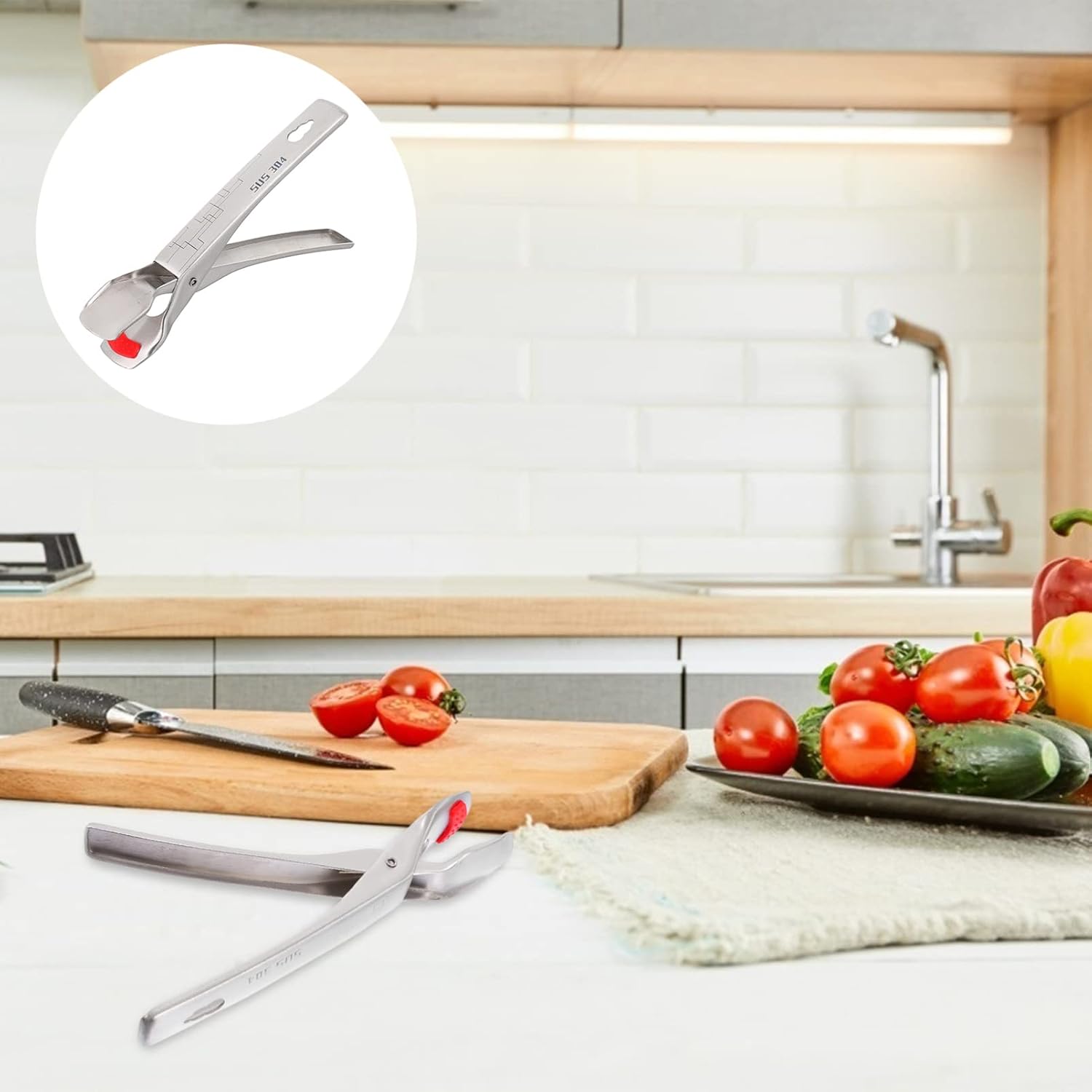 Hot Dish Clip Pot Lid Scalding Guard Stainless Steel Bowl Plate Clamp Silicone-gripping Red Home Kitchen Tool