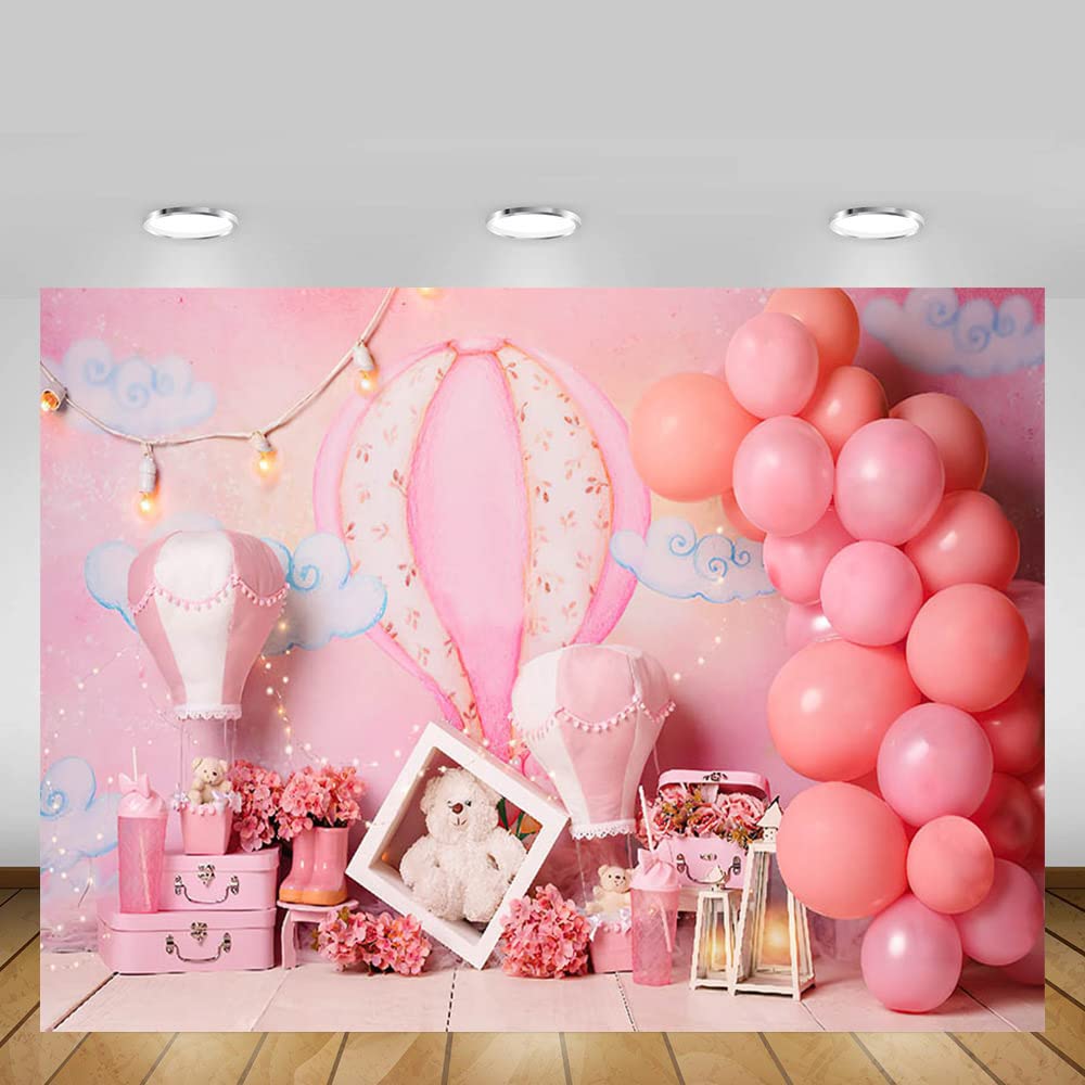 1e Verjaardag Achtergrond Voor 1 Jaar Baby Meisje Diy Foto Thuis Roze Ballonnen Speelgoed Cake Smash Fotografie Achtergrond Fotoshoot/240x180