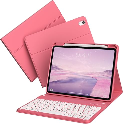 Miniatura 10 de Funda para iPad de 11ª y 10ª generación con teclado, 7 colores retroiluminados, desmontable, con soporte para lápiz, para iPad de 11 pulgadas, A16