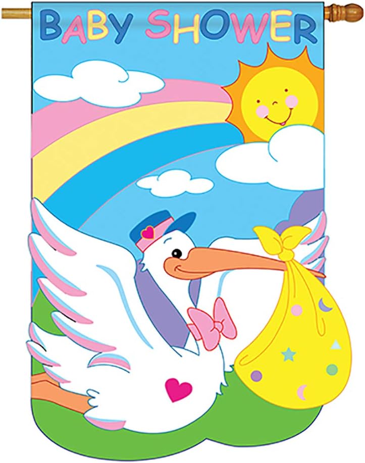 Two Group - Baby Shower Special Occasion - Everyday Family Applique Decorative Vertical House Flag 28" x 44"