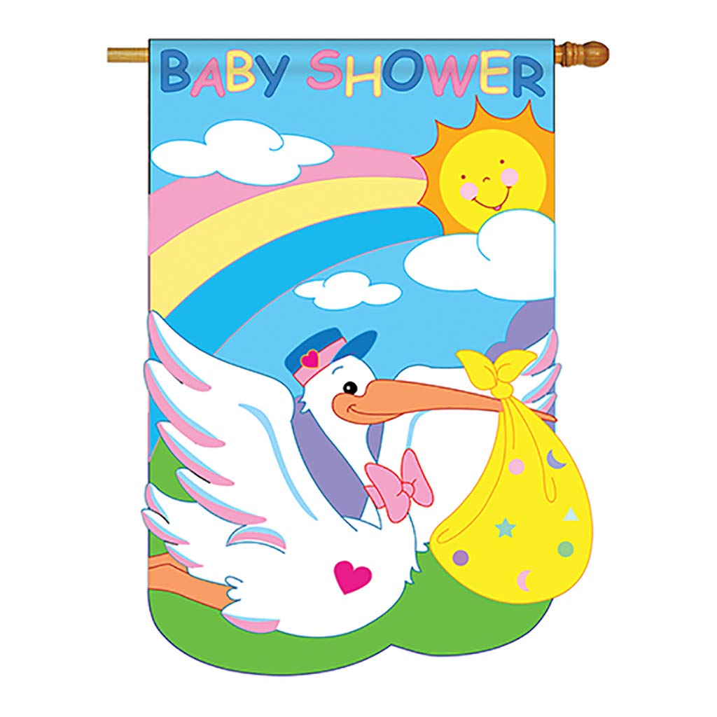 Two Group - Baby Shower Special Occasion - Everyday Family Applique Decorative Vertical House Flag 28" x 44"