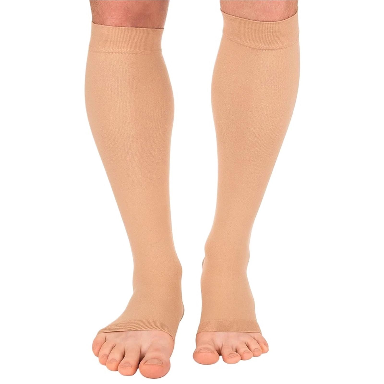1 Paar Wadenstrumpf Elastische Socken Unterstützung Müdigkeit Linderung for Männer Frauen Gebrauch: Für Radsport, Basketball und Langstrecke(Type2-Beige,4XL)