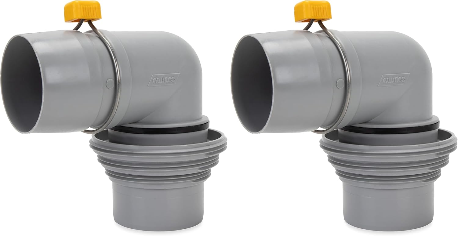 Camco RV Easy Slip Elbow and 4-1 Adapter | Features a Larger Inside Diameter for Faster Dumping and Adapter Fits 3-Inch Slip or 3-Inch,3.5-Inch and 4-Inch Threaded Pipe (39144) | (Pack of 2)