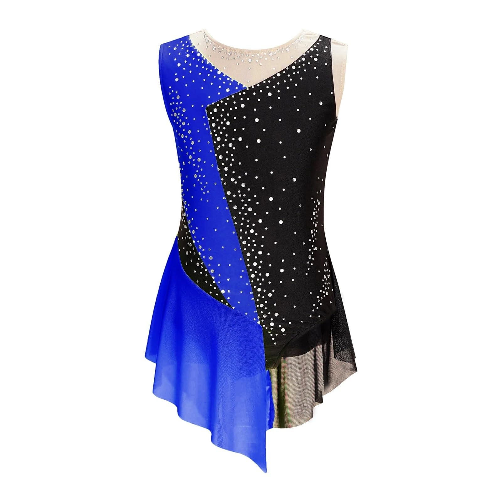 Gymnastikanzug Gymnastikanzug for Mädchen, Kinder-Eiskunstlaufkleid mit Strasssteinen, ärmelloser Body for Jazz, Latein, Ballett, lyrischen Tanz, Gymnastikanzug, Tanzbekleidung for Kinder von 6–16 Jah