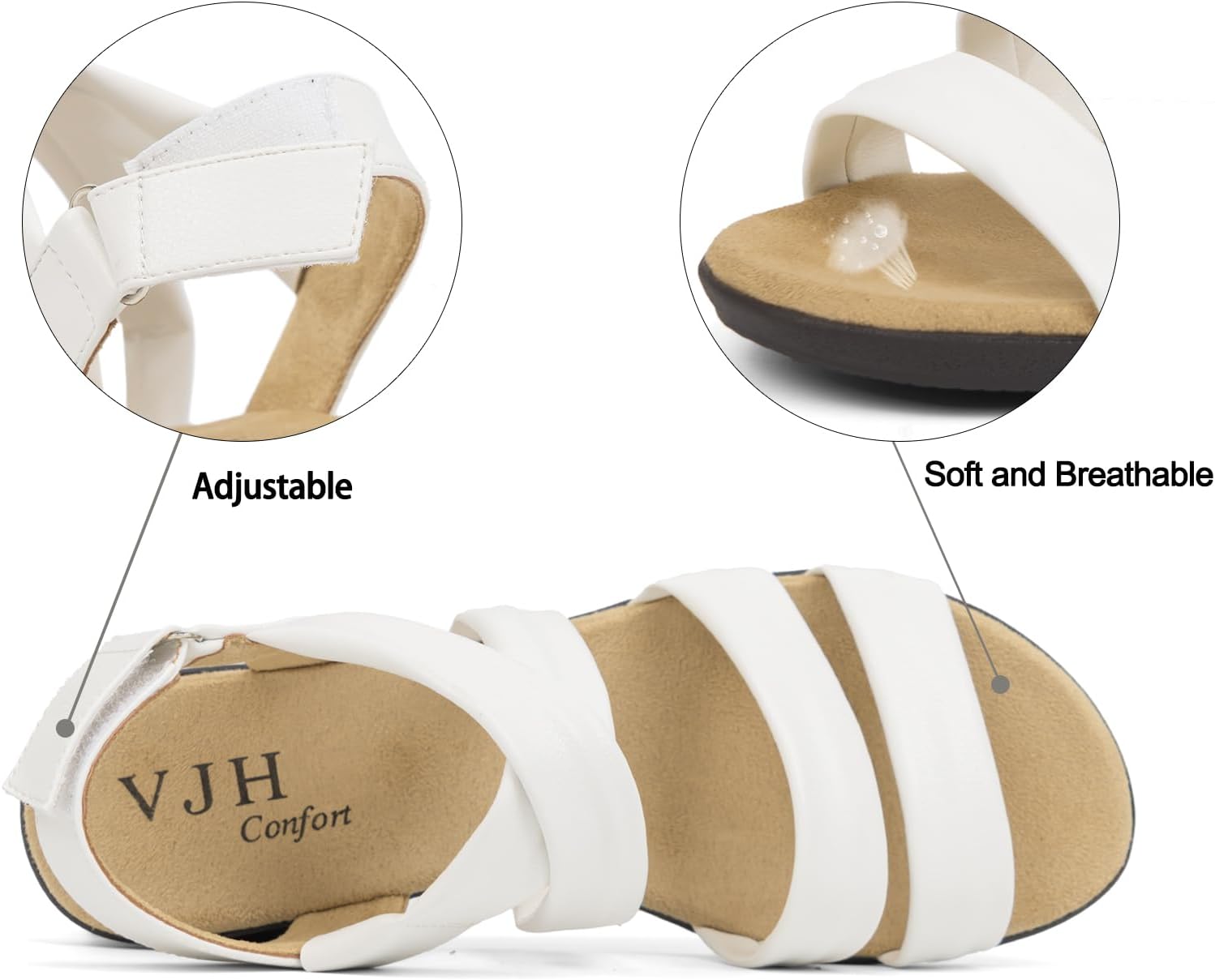 VJH confort Women’s Flat Sandals, Soft Straps Slip-on Open Toe Light Weight Elastic Slingback Comfort Casual Walking Sandals