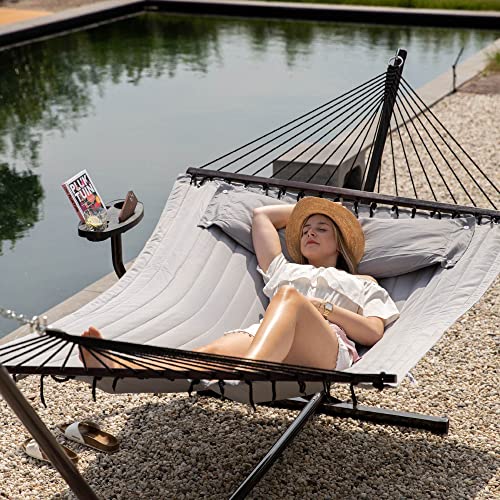 Vita5 Hamaca Jardin con Soporte y Mesita Auxiliar - Hamaca 2 Personas de Acero Duradero Carga 200 kg – Hamaca Doble Ajustable – Hamacas con Armazón para Interior y Exterior – Montaje facil - imagen 11