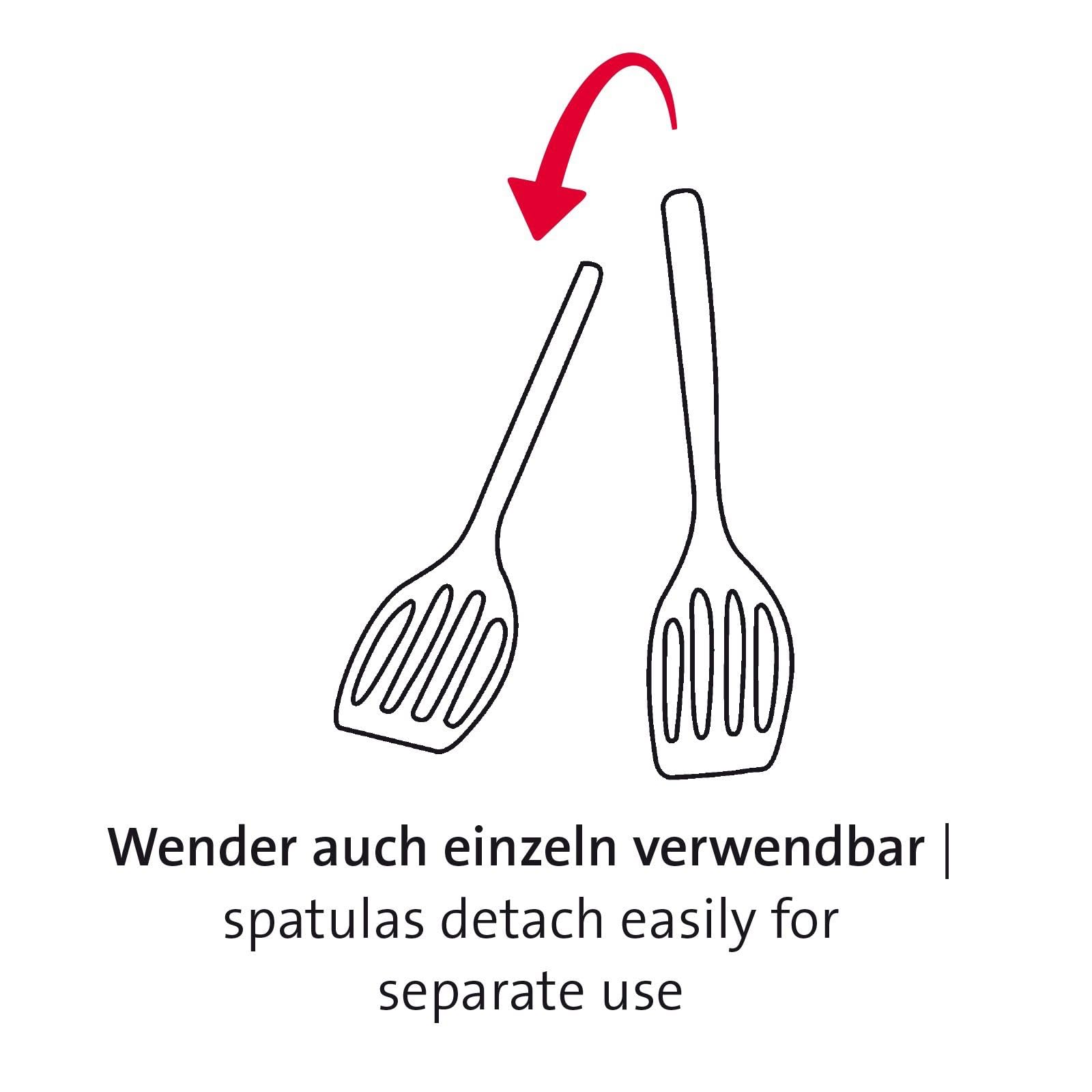 Westmark 2 Doppel-Pfannenwender/Grillzange Duetto – 2 in 1 Pfannenwender und Grillwender, zum Greifen und Wenden, Länge je 27,5 cm, Aluminiumdruckguss – Silber, 211022E3