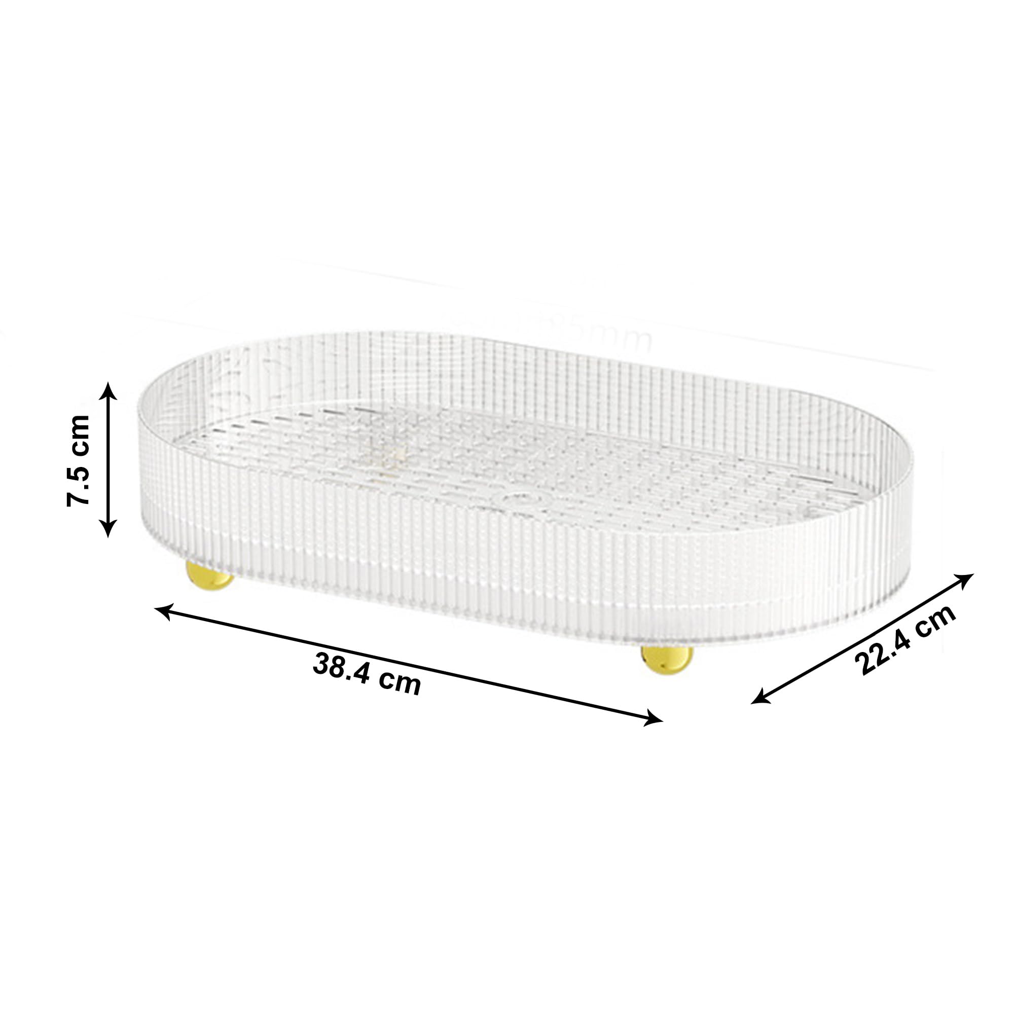 Kuber Industries Mehrzweck-Abfluss-Tablett, doppellagig, dekorativ, Make-up-Parfüm-Organizer, Badezimmer-Schminktisch, Kommode, Küchen-Arbeitsplatten-Organizer-Tablett, rutschfest, transparent