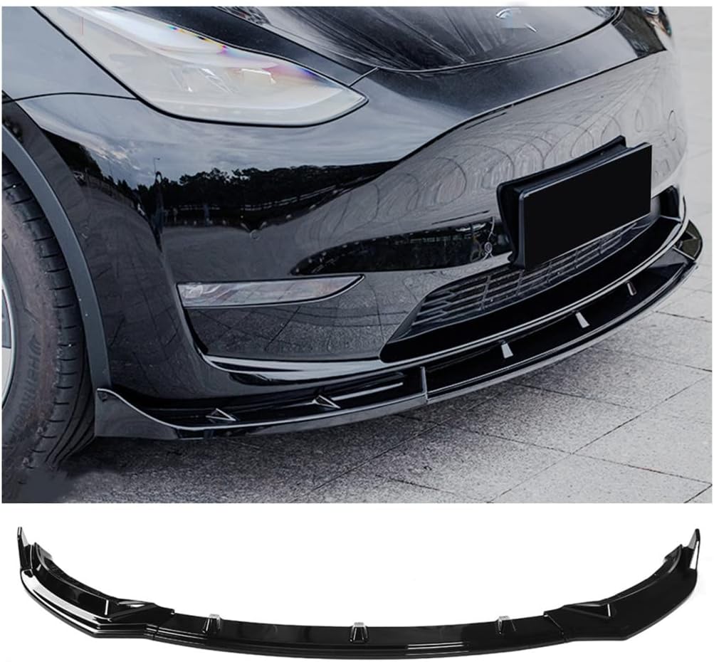 Pezmenn Front Lip Front Splitter Front Bumper Lip Spoiler Front Bumper Lip Body Kit Spoiler Trim Protection Fits 2020 2021 2022 Tesla Model Y (Glossy Black)