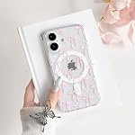 NITITOP Compatible with iPhone 17 Case Cute Clear Magnetic Compatible with MagSafe Aesthetic Polka Dot Bow Knot for Women Girls Soft TPU Back Shockproof Protective Cover - Pink