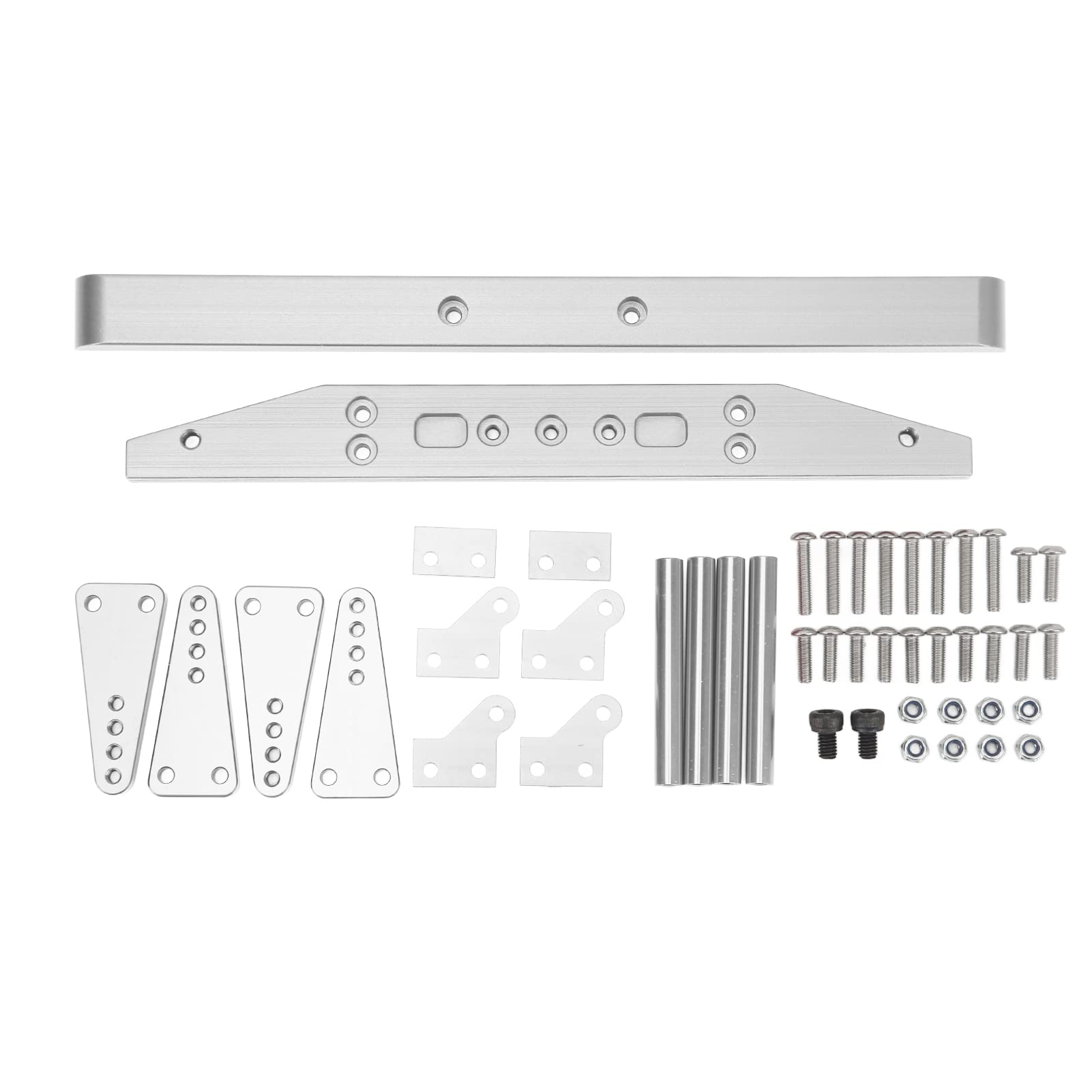 Haofy Zestaw Metalowego Podwozia Samochodu RC, Rama ze Stopu Aluminium ze Zderzakami, do Pojazdów Gąsienicowych SCX10 D90 1/10 RC (SILVER)