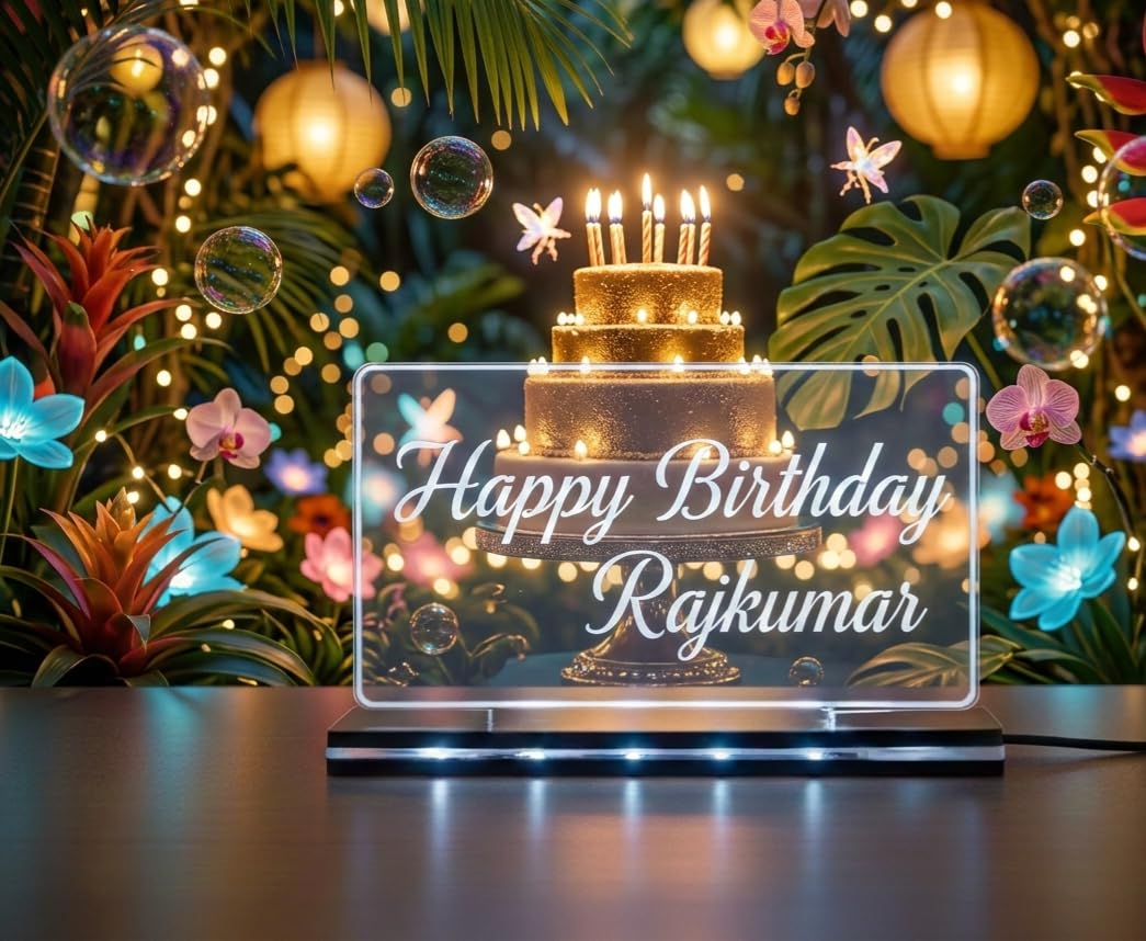 Personalized Happy Birthday LED Acrylic Lamp with Custom Name Engraving | 3D Illusion Night Light with Warm Glow Base | Decorative Tabletop Gift | Celebration Party Display Light-image-5