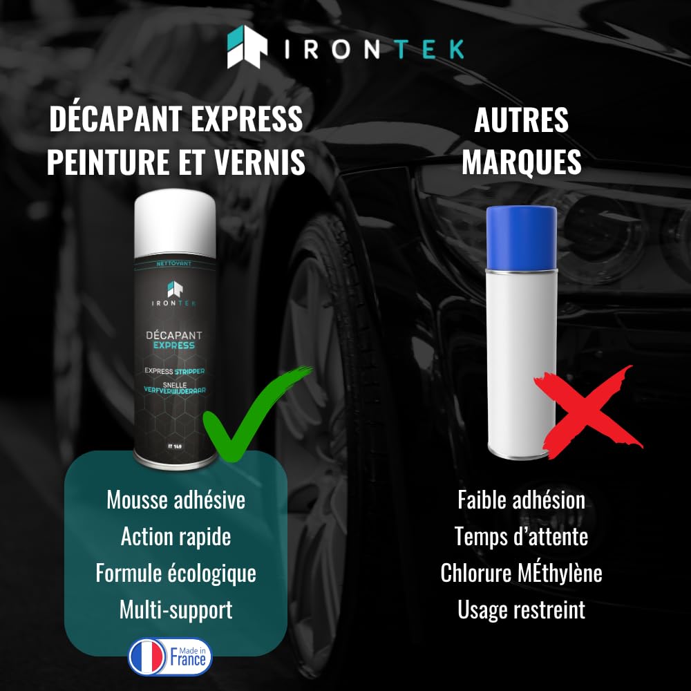 IRONTEK Décapant Peinture Express 500ml IT149 Spray Carrosserie Action Rapide Mousse