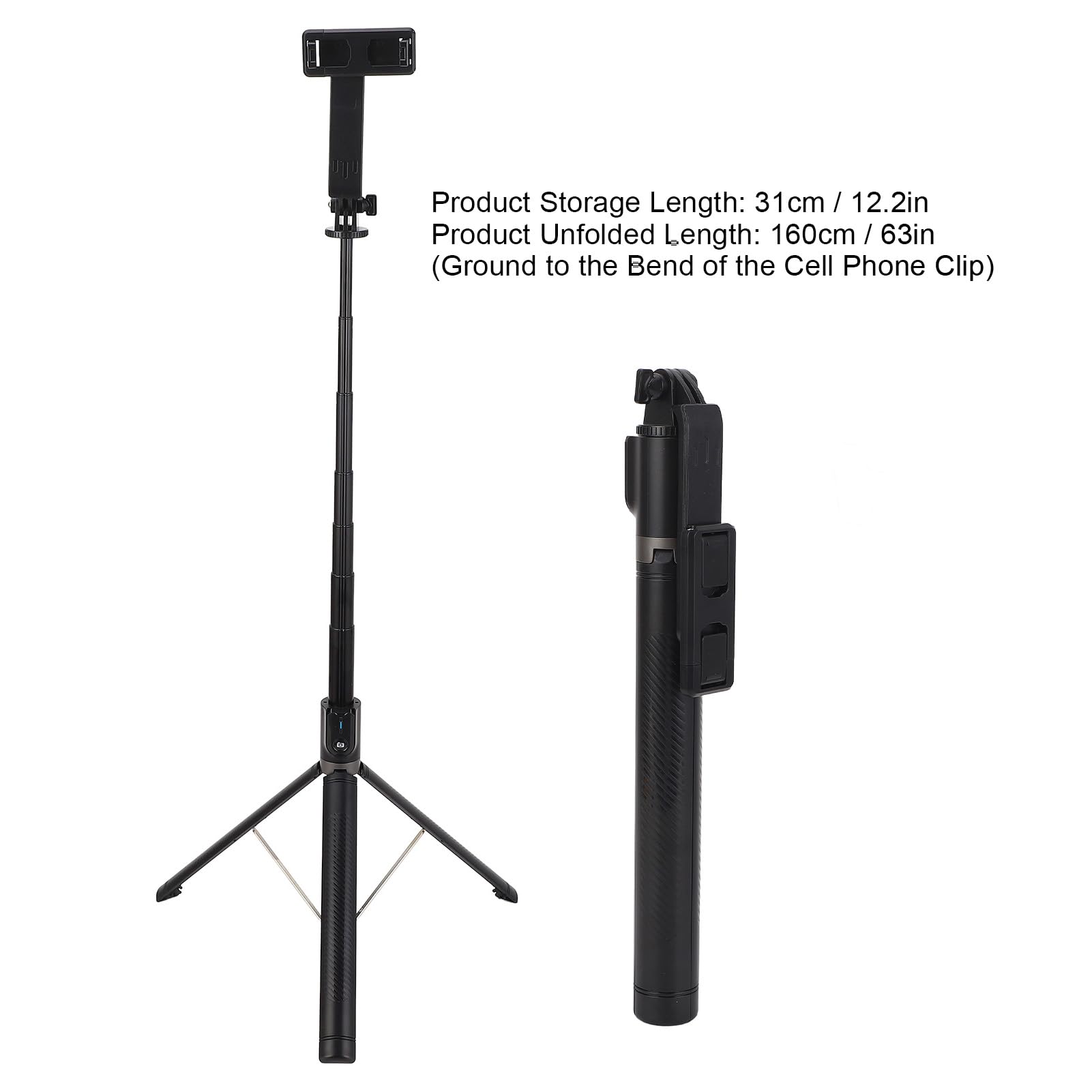 Trípode extensible para selfie de 63 grados con luz, trípode portátil para teléfono celular, rotación de 360 grados para transmisiones en vivo, grabación de video
