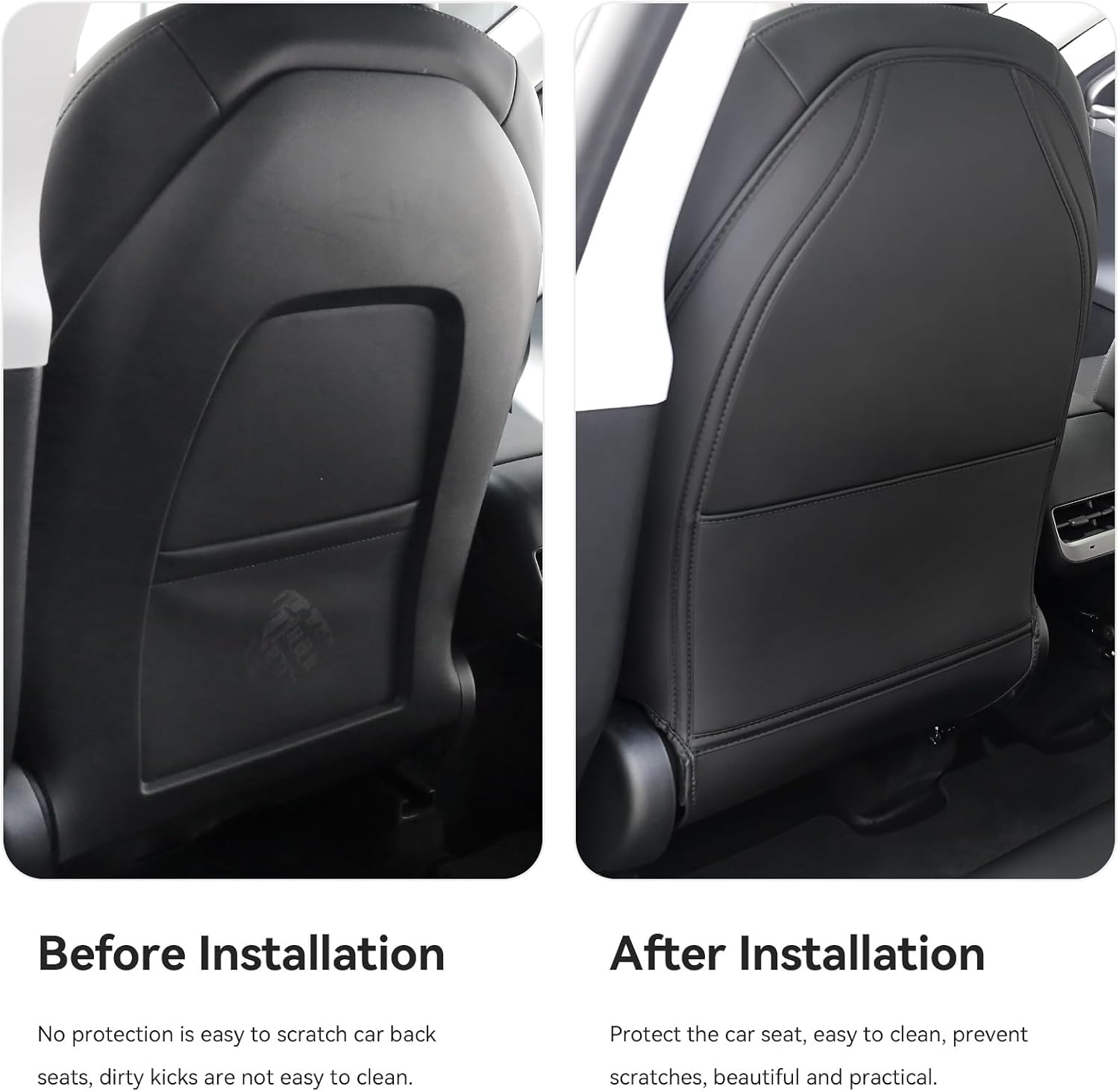 2025 Upgrade Seat Back Protector for Tesla Model Y/3/X/S Accessories (Includes Y Juniper & 3 Highland) Leather Material Car Kick Mats Organizer Pocket Waterproof Scratch protection Set of 2