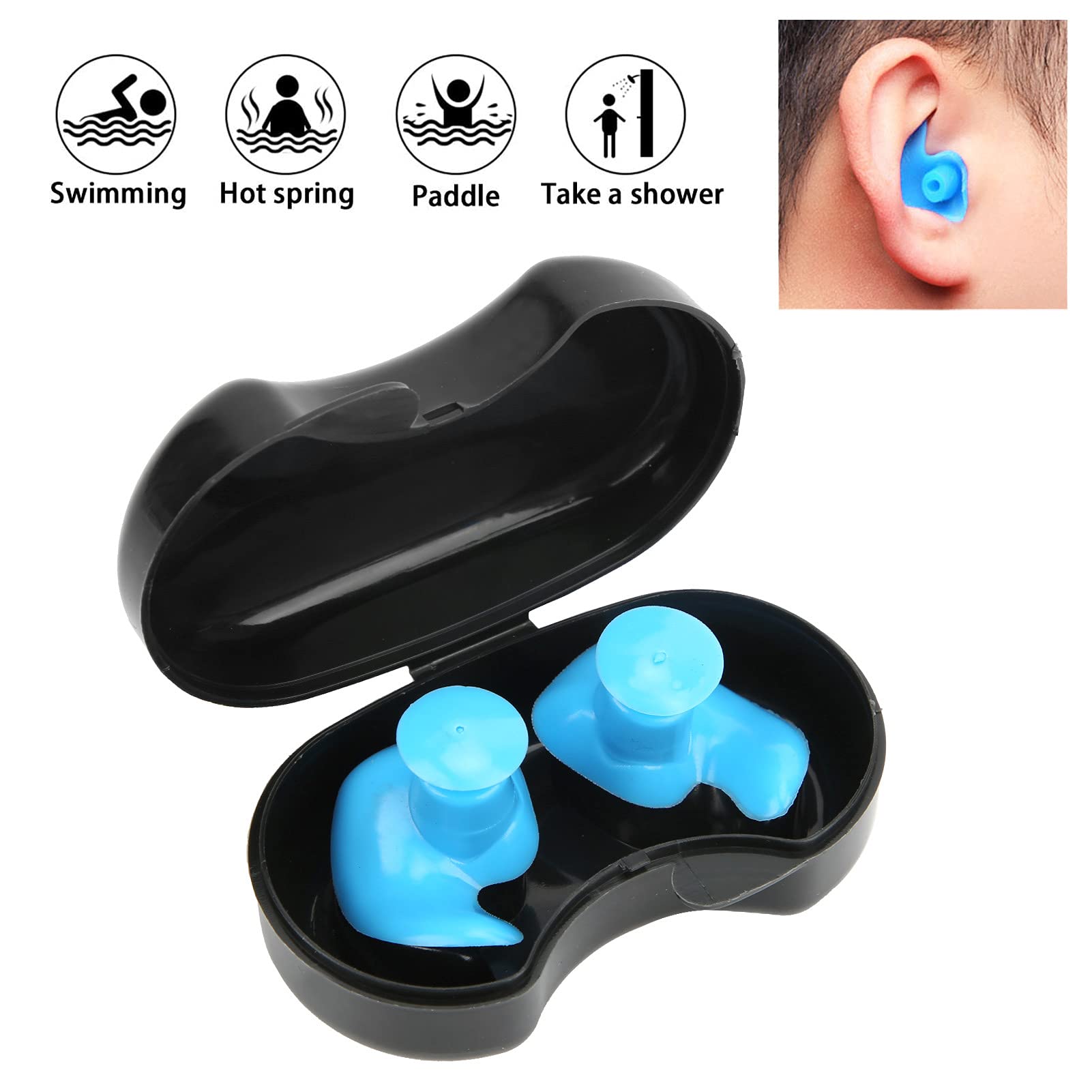 ZAWELIYO Swimming Earplug Silicone Waterproof DustProof for Children and Adults, Soft and Non Toxic, Better Fit and Longer Service Life (Blue)